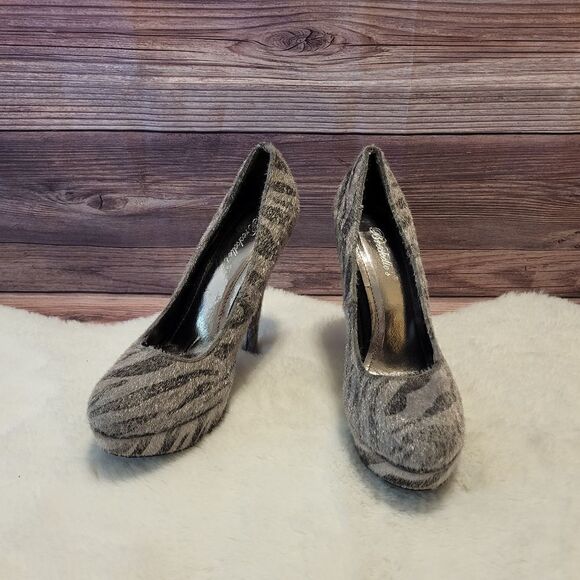 Breckelles Zebra fur print pumps - Picture 1 of 7